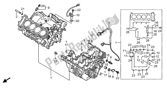 All parts for the Crankcase of the Honda CB 900F Hornet 2003
