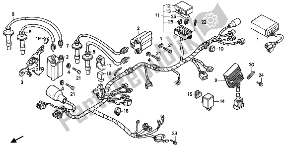 All parts for the Wire Harness & Ignition Coil of the Honda VFR 400R3 1990