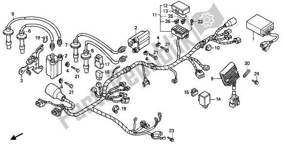 Tutte le parti per il Cablaggio E Bobina Di Accensione del Honda VFR 400R3 1990