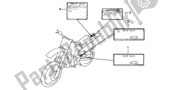 Todas las partes para Etiqueta De Precaución de Honda CR 125R 1993