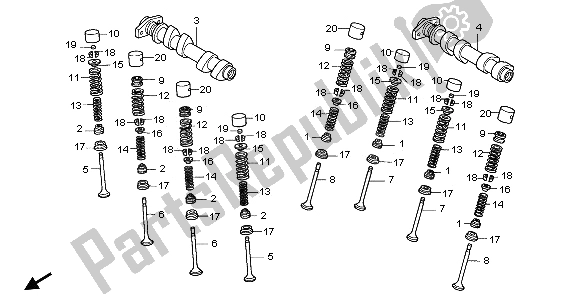 Todas las partes para árbol De Levas Y Válvula (trasera) de Honda VFR 800 2003