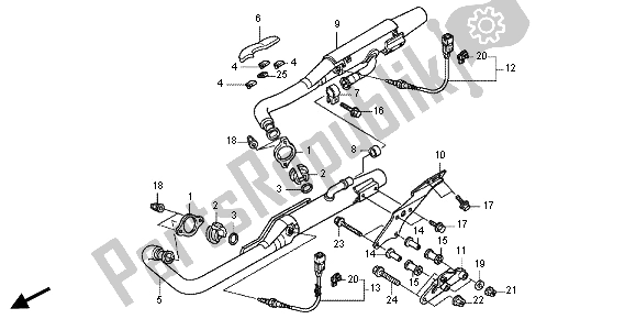 All parts for the Exhaust Muffler of the Honda VT 750 CS 2012