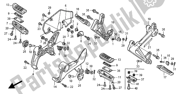 All parts for the Step of the Honda VFR 800 FI 2000