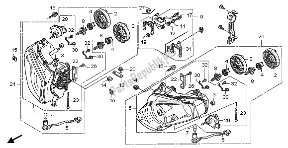 All parts for the Headlight (eu) of the Honda GL 1800 2007