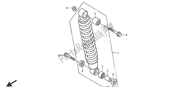 All parts for the Rear Cushion of the Honda TRX 400 FA Fourtrax Rancher AT 2005