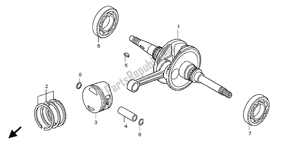 All parts for the Crankshaft & Piston of the Honda SH 125D 2009