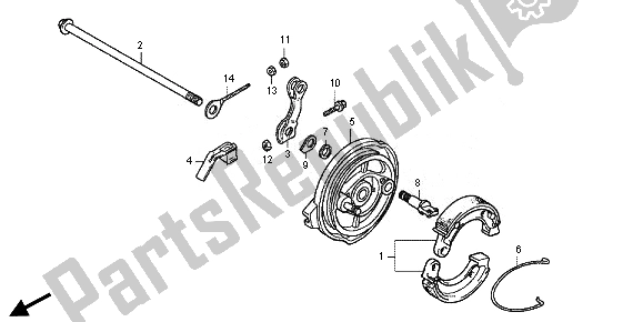 All parts for the Rear Brake Panel of the Honda CRF 50F 2014