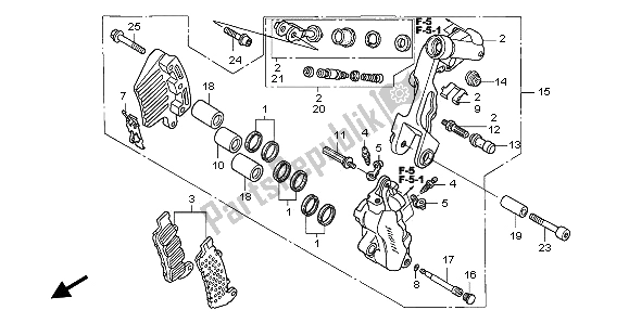 All parts for the L. Front Brake Caliper of the Honda VFR 800 2002