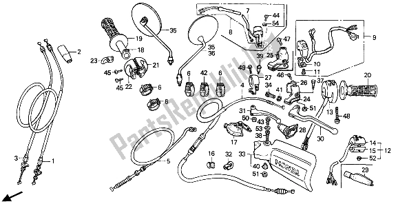 All parts for the Handle Lever & Switch & Cable of the Honda XR 250R 1987