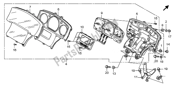 All parts for the Meter (mph) of the Honda GL 1800 2008