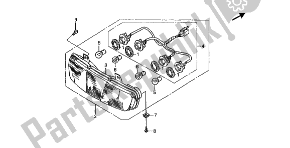 All parts for the Rear Combination Light of the Honda ST 1100 1992