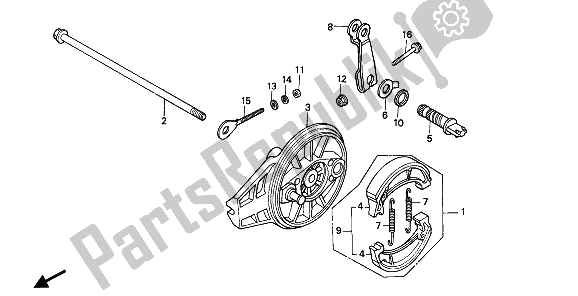 Alle onderdelen voor de Achterrem Paneel van de Honda XR 80R 1990