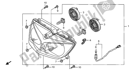 All parts for the Headlight (eu) of the Honda XL 1000V 2010