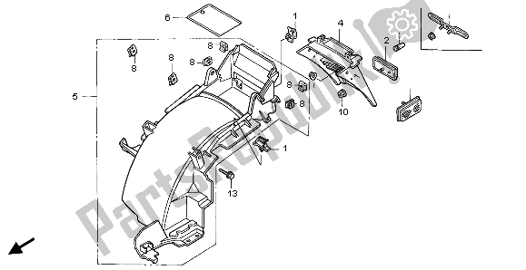 All parts for the Rear Fender of the Honda ST 1100A 1999