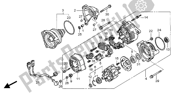 Alle onderdelen voor de Generator van de Honda ST 1300 2004