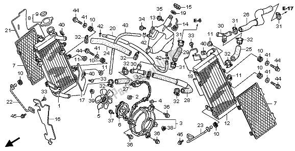 Alle onderdelen voor de Radiator van de Honda XL 1000 VA 2011