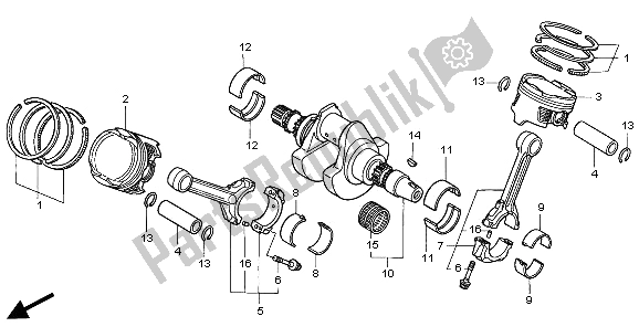 All parts for the Crankshaft & Piston of the Honda VTR 1000F 2000