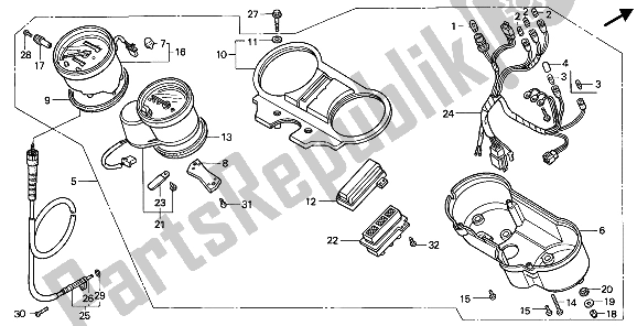 All parts for the Meter of the Honda NTV 650 1988