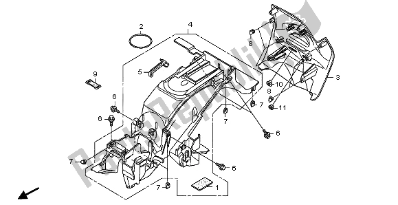 All parts for the Rear Fender of the Honda NT 700V 2007