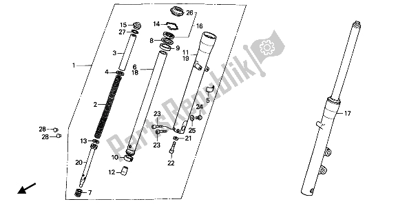 All parts for the Front Fork of the Honda VT 600C 1993