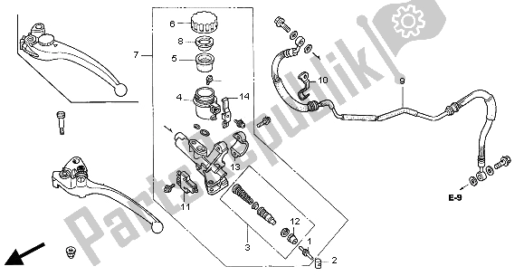 All parts for the Clutch Master Cylinder of the Honda VTR 1000 SP 2000