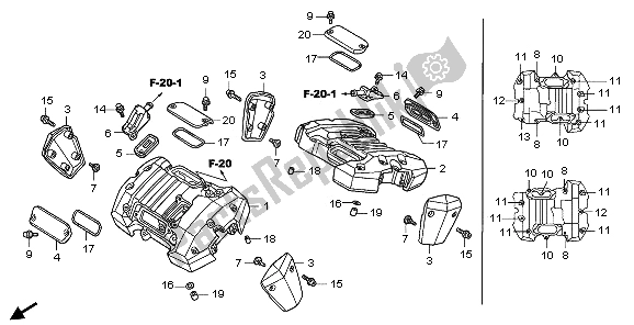 All parts for the Cylinder Head Cover of the Honda VTX 1800C1 2006