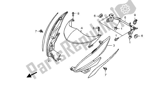 Tutte le parti per il Cappuccio del Honda CB 600 FA Hornet 2007