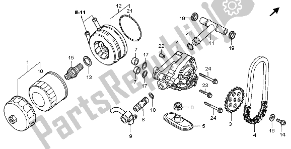 All parts for the Oil Filter & Oil Pump of the Honda NT 700V 2006