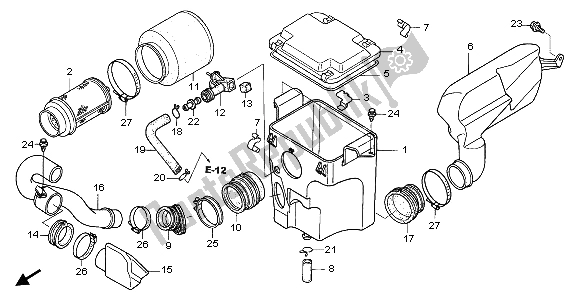 All parts for the Air Cleaner of the Honda TRX 400 FA Fourtrax Rancher AT 2004