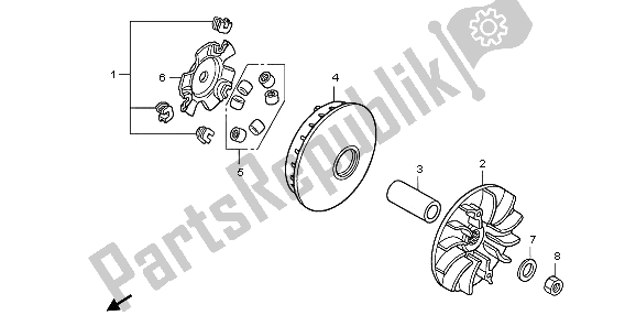 All parts for the Drive Face of the Honda PES 125R 2009