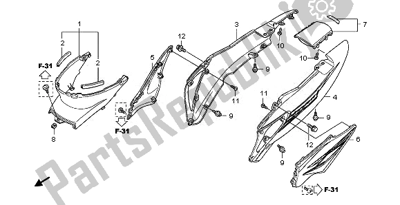All parts for the Body Cover of the Honda ANF 125 2010