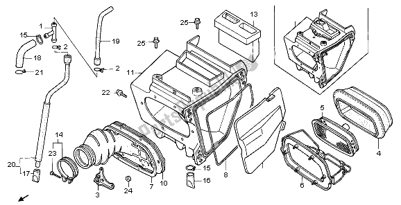 Alle onderdelen voor de Luchtfilter van de Honda XR 600R 1998