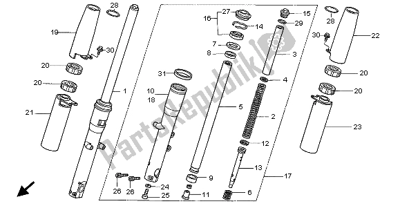All parts for the Front Fork of the Honda VT 750C2 1999