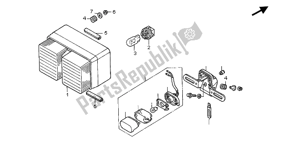 All parts for the Taillight of the Honda VTR 1000 SP 2002