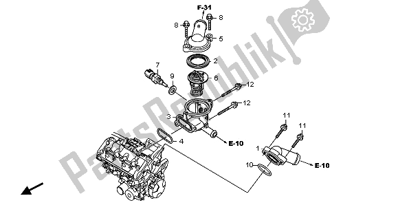 Todas as partes de Termostato do Honda CBR 600 RR 2007