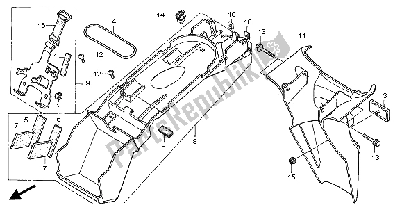 Tutte le parti per il Parafango Posteriore del Honda XL 1000V 2001