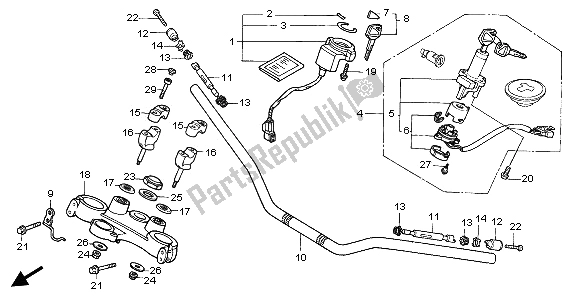 Todas as partes de Lidar Com Tubo E Ponte Superior do Honda XL 1000V 2002