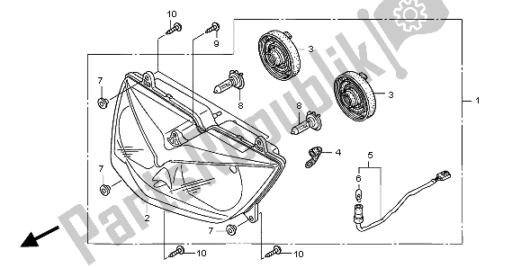 All parts for the Headlight (eu) of the Honda XL 1000V 2007