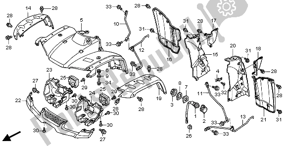 All parts for the Front Fender of the Honda TRX 400 FA 2007