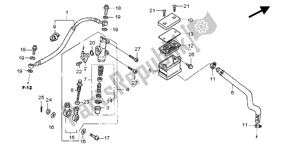 All parts for the Rear Brake Master Cylinder of the Honda CBR 600 RR 2004