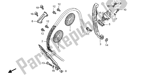 All parts for the Cam Chain & Tensioner of the Honda CBF 1000T 2007