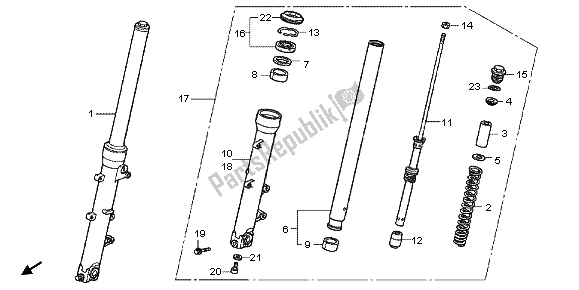 All parts for the Front Fork of the Honda VFR 800X 2012