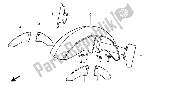 All parts for the Front Fender of the Honda GL 1500C 1997