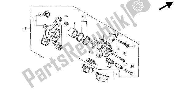 All parts for the Rear Brake Caliper of the Honda XL 600V Transalp 1997