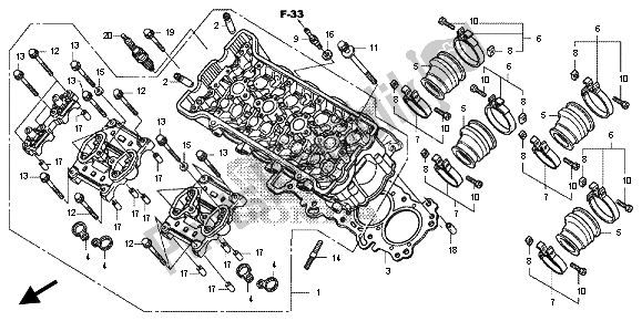 Alle onderdelen voor de Cilinderkop van de Honda CB 600 FA Hornet 2013