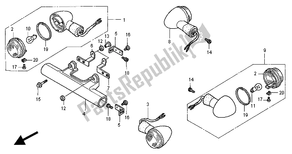 Tutte le parti per il Winker del Honda VT 750C 2000