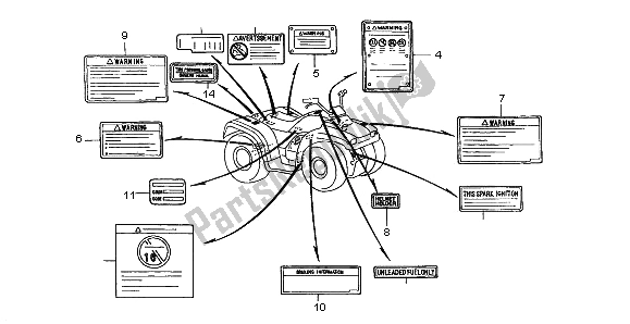 Alle onderdelen voor de Waarschuwingsetiket van de Honda TRX 350 FE Rancher 4X4 ES 2001