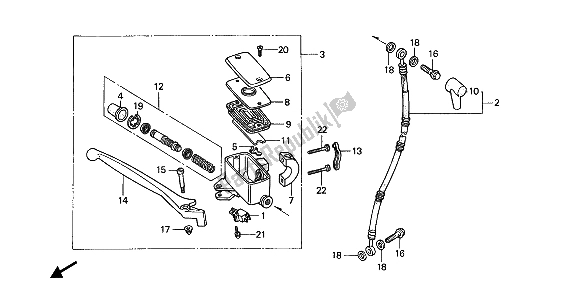 Tutte le parti per il Fr. Pompa Freno del Honda GL 1500 1988