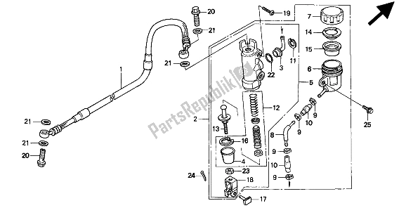 All parts for the Rear Brake Master Cylinder of the Honda XR 600R 1994