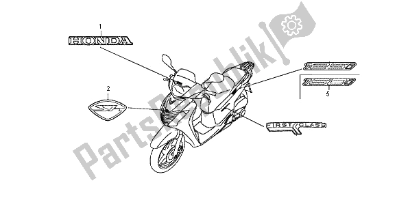 Alle onderdelen voor de Merk & Embleem van de Honda SH 150 2012